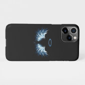 Blauwe Ggloed Angel Wings op zwarte achtergrond iPhone Hoesje (Achterkant horizontaal)