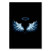 Blauwe Ggloed Angel Wings op zwarte achtergrond Kaart (Voorkant)