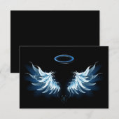 Blauwe Ggloed Angel Wings op zwarte achtergrond Kaart (Voorkant / Achterkant)