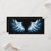 Blauwe Ggloed Angel Wings op zwarte achtergrond Kaart (Voorkant / Achterkant in situ)