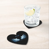 Blauwe Ggloed Angel Wings op zwarte achtergrond Kartonnen Onderzetters (Insitu)