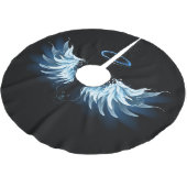 Blauwe Ggloed Angel Wings op zwarte achtergrond Kerstboom Rok (Gekanteld)
