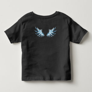 Blauwe Ggloed Angel Wings op zwarte achtergrond Kinder Shirts