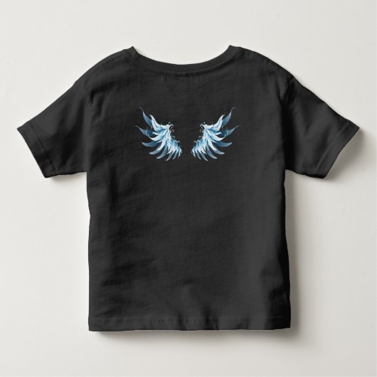 Blauwe Ggloed Angel Wings op zwarte achtergrond Kinder Shirts (Achterkant)