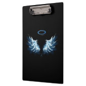 Blauwe Ggloed Angel Wings op zwarte achtergrond Klembord (Links)
