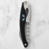 Blauwe Ggloed Angel Wings op zwarte achtergrond Kurkentrekker (Achterkant)