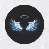 Blauwe Ggloed Angel Wings op zwarte achtergrond Labels (Design 1)