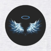 Blauwe Ggloed Angel Wings op zwarte achtergrond Labels (Design 2)