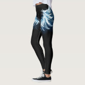 Blauwe Ggloed Angel Wings op zwarte achtergrond Leggings (Links)