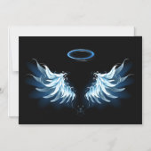 Blauwe Ggloed Angel Wings op zwarte achtergrond Magnetische Uitnodiging (Voorkant)