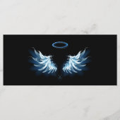 Blauwe Ggloed Angel Wings op zwarte achtergrond Menu (Voorkant)