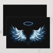 Blauwe Ggloed Angel Wings op zwarte achtergrond Menu (Voorkant / Achterkant)