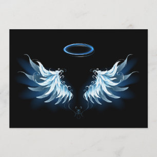 Blauwe Ggloed Angel Wings op zwarte achtergrond Menu