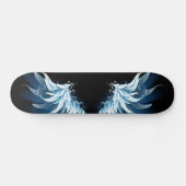 Blauwe Ggloed Angel Wings op zwarte achtergrond Persoonlijk Skateboard (Horizontaal)