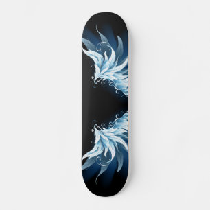 Blauwe Ggloed Angel Wings op zwarte achtergrond Persoonlijk Skateboard