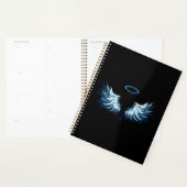 Blauwe Ggloed Angel Wings op zwarte achtergrond Planner (Display)
