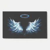 Blauwe Ggloed Angel Wings op zwarte achtergrond Post-it® Notes (Voorkant)