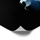 Blauwe Ggloed Angel Wings op zwarte achtergrond Poster (Hoek)