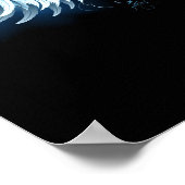 Blauwe Ggloed Angel Wings op zwarte achtergrond Poster (Hoek)