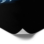 Blauwe Ggloed Angel Wings op zwarte achtergrond Poster (Hoek)