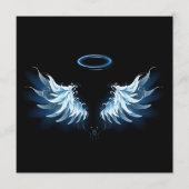 Blauwe Ggloed Angel Wings op zwarte achtergrond Programmakaart (Voorkant)