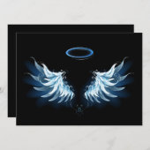 Blauwe Ggloed Angel Wings op zwarte achtergrond Programmakaart (Voorkant / Achterkant)