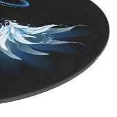 Blauwe Ggloed Angel Wings op zwarte achtergrond Snijplank (Hoek)