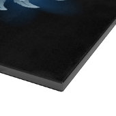 Blauwe Ggloed Angel Wings op zwarte achtergrond Snijplank (Hoek)