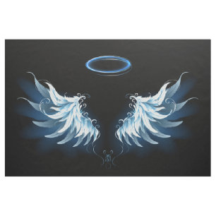 Blauwe Ggloed Angel Wings op zwarte achtergrond Stof