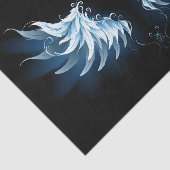 Blauwe Ggloed Angel Wings op zwarte achtergrond Tissuepapier (Detail)