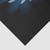 Blauwe Ggloed Angel Wings op zwarte achtergrond Tissuepapier (Detail)