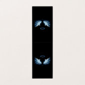 Blauwe Ggloed Angel Wings op zwarte achtergrond Visitekaartje (Buitenkant ongevouwen)