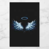 Blauwe Ggloed Angel Wings op zwarte achtergrond Voedselcontainer Etiket (Enkel label)