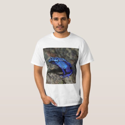 Blauwe gifkikker, bruine kikker t-shirt (Voorkant volledig)