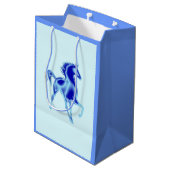 Blauwe Gift Bag met Paard -  Medium Cadeauzakje (Achterkant Gekanteld)