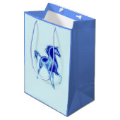 Blauwe Gift Bag met Paard -  Medium Cadeauzakje (Voorkant Gekanteld)