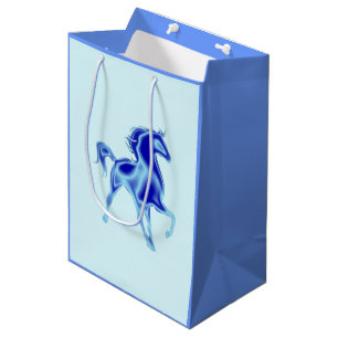 Blauwe Gift Bag met Paard -  Medium Cadeauzakje