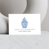 Blauwe Ginger Jar Aardewerk Logo Ontwerper Wit/Bla Visitekaartje