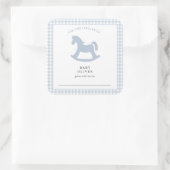 Blauwe Gingham baby boy Boekplaat Vierkante Sticker (Tas)