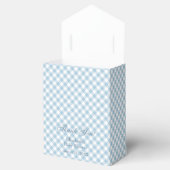 Blauwe Gingham Baby Shower Favor Doos Bedankdoosjes (Geopend)