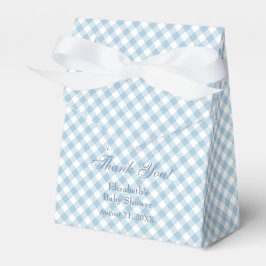 Blauwe Gingham Baby Shower Favor Doos Bedankdoosjes