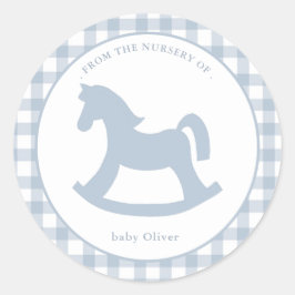 Blauwe Gingham babyjongen envelop zegel