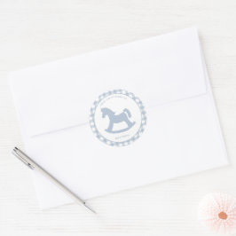 Blauwe Gingham babyjongen envelop zegel