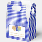 Blauwe Gingham Ballonnen Aangepaste Foto Verjaarda Bedankdoosjes (Open)