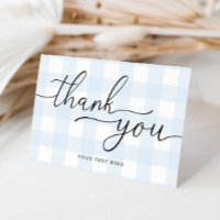 Blauwe Gingham Bedankkaart