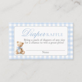 Blauwe Gingham Beer Baby Shower Luierspel Kaart