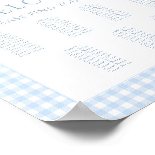 Blauwe gingham boog stropdas baby boy douche zitka poster (Hoek)