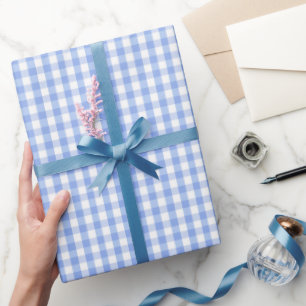 Blauwe Gingham Bries Cadeaupapier