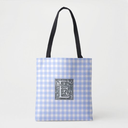 blauwe gingham - canvas tas (Voorkant)