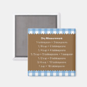 Blauwe gingham droge maatkaart keukenhelper magneet (Voorkant / Achterkant)